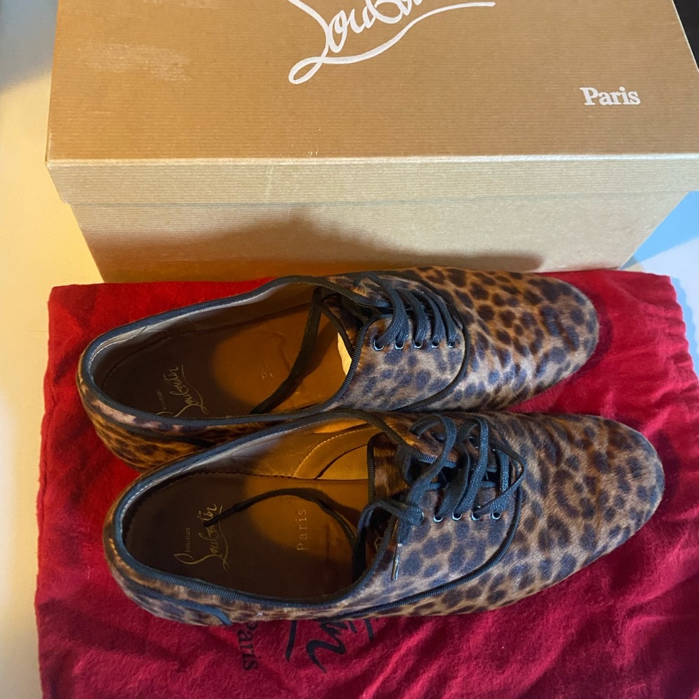 Christian Louboutin Brown Leopard Print Oxfords